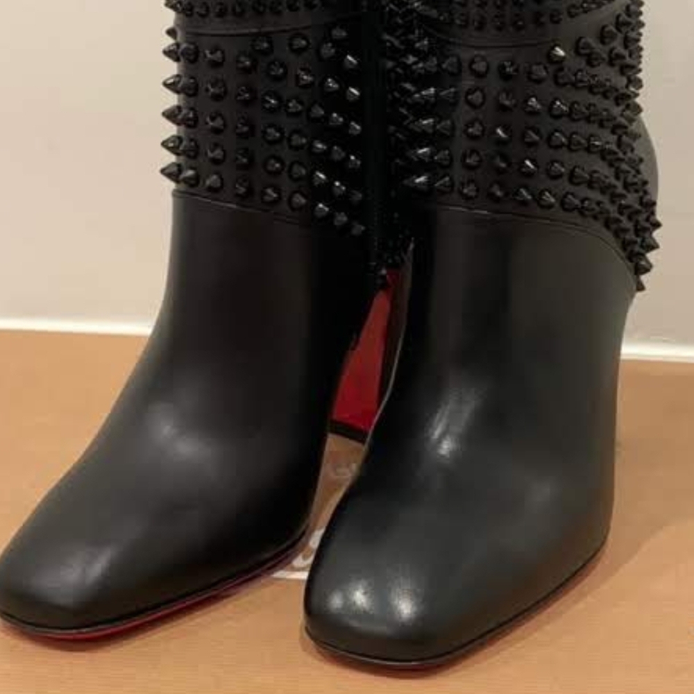 Christian Louboutin Black Spiked Ankle Booties